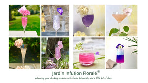 jardin infusion florale the ultra premium drinking occasion with florals, botanicals, and a little bit of disco. colorful and natural